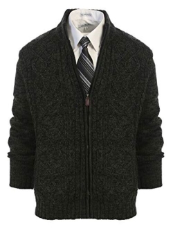Mens Heavy Weight Cardigan Twisted Knit Regular Fit Full-Zipper Sweater