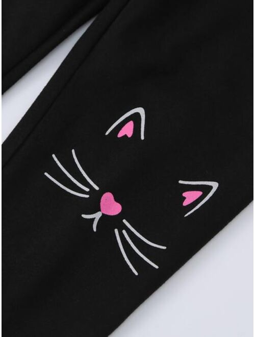 Shein Toddler Girls Cartoon Graphic Pullover & Pants