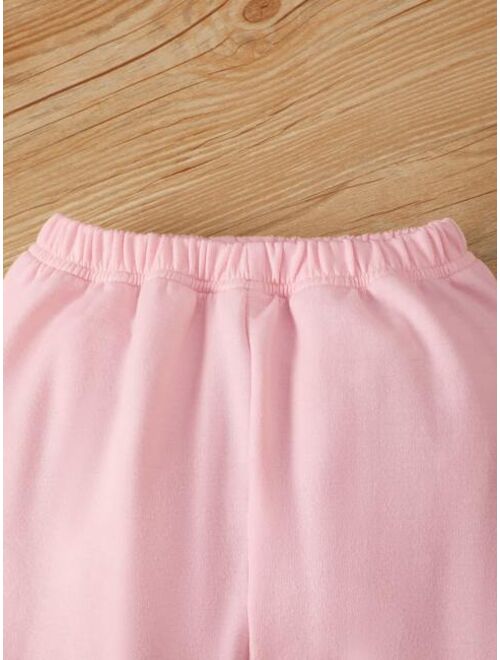 Shein Toddler Girls Heart Print Pullover & Sweatpants