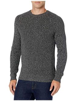 Men's Long-Sleeve 100% Cotton Rib Knit Shaker Crewneck Sweater