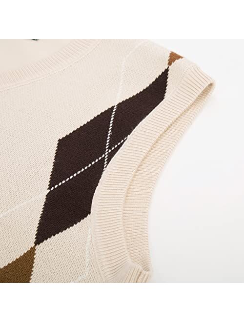 PJ PAUL JONES Men's Soft Argyle Sweater Vest Slim Fit V-Neck Knitted Pullover Vest