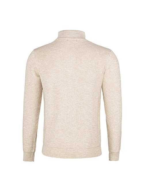 VOBOOM Men's Quarter Zip Sweater Casual Stand Collar Pullover Regular Fit