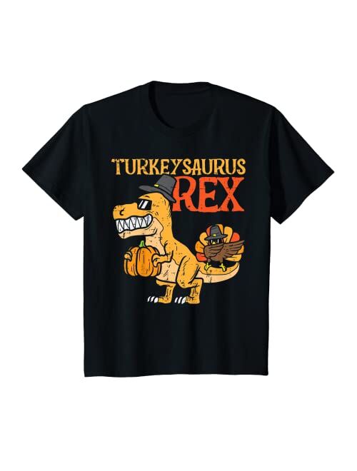 Boys Thanksgiving Shirts For Toddler Kids Gifts Kids Turkeysaurus Rex Dab Turkey Dino Toddler Boys Thanksgiving T-Shirt