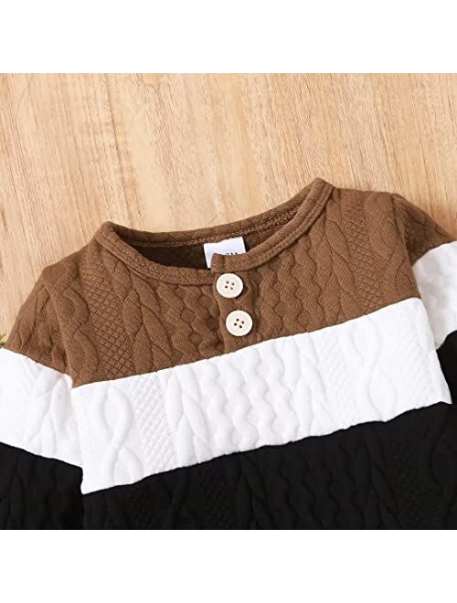 Tepuce Baby Boy Clothes Toddler Infant Boys Fall Winter Outfit Long Sleeve Multi-Color Sweatshirt Pants Set 2 PCS
