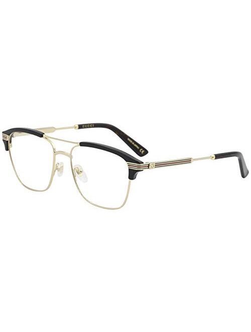 Gucci GG 0241O 002 Gold Black Plastic Rectangle Eyeglasses 54mm