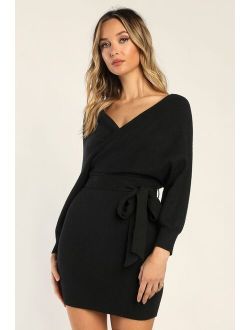 Modena Black Dolman Sleeve Bodycon Sweater Dress
