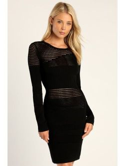 Sheer Expressions Black Long Sleeve Knit Bodycon Mini Dress
