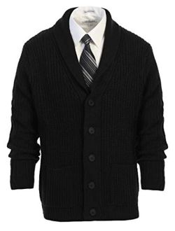 Mens Heavy Weight Shawl Collar Knitted Regular Fit Cardigan