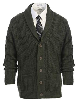 Mens Heavy Weight Shawl Collar Knitted Regular Fit Cardigan