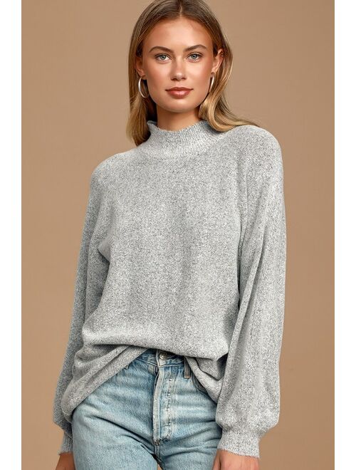 Lulus Cozy Perfection Grey Dolman Sleeve Sweater Top