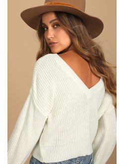 Double the Fun Ivory Knit Reversible Sweater