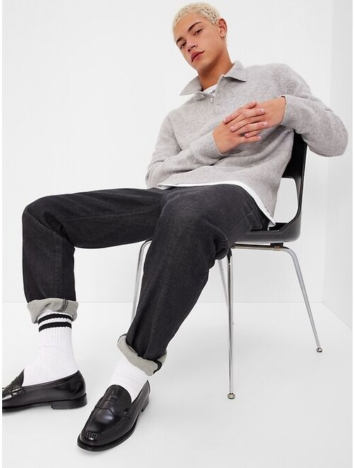 Gap Recycled Polo Solid Polyester Relaxed Fit Long Sleeve Sweater