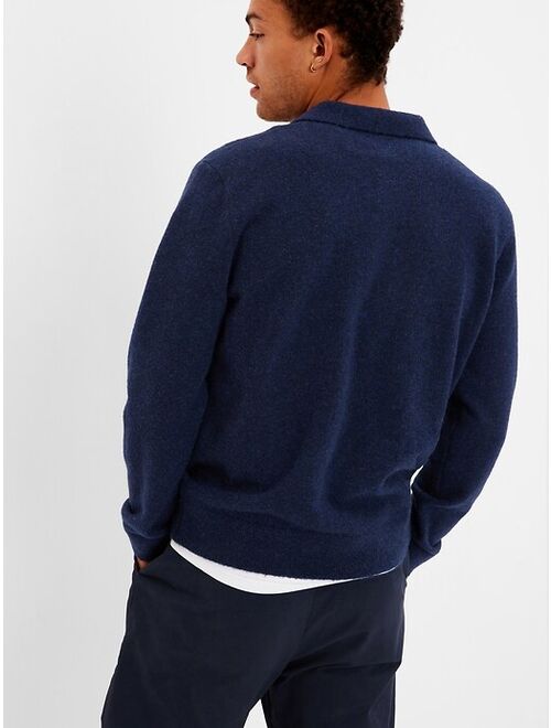 Gap Recycled Polo Solid Polyester Relaxed Fit Long Sleeve Sweater