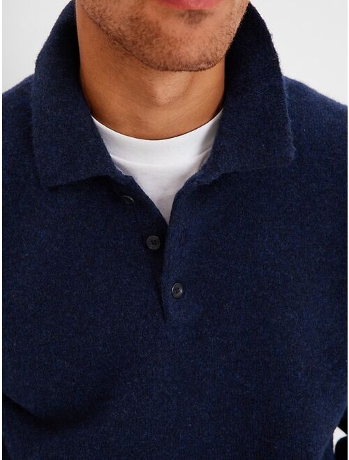 Gap Recycled Polo Solid Polyester Relaxed Fit Long Sleeve Sweater