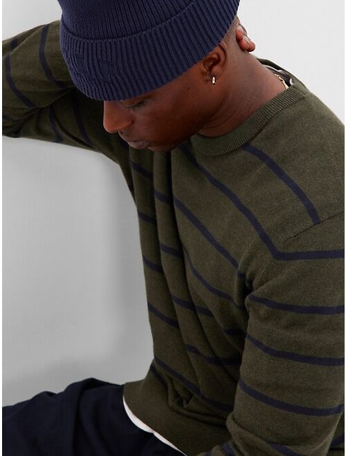 Gap Mainstay Cotton Striped Crew Neck Long Sleeve Pullover Relaxed Fit Sweater