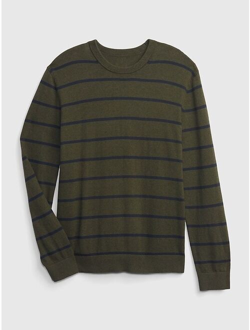 Gap Mainstay Cotton Striped Crew Neck Long Sleeve Pullover Relaxed Fit Sweater