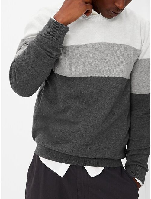 Gap Mainstay Cotton Long Sleeve Colorblock Crew Neck Relaxed Fit Pullover Sweater