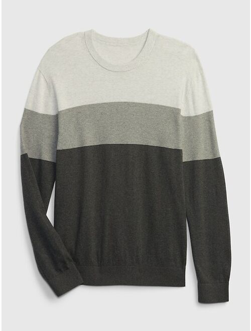 Gap Mainstay Cotton Long Sleeve Colorblock Crew Neck Relaxed Fit Pullover Sweater