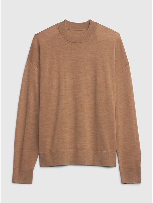 Gap Merino Wool Mockneck Crew Neck Pullover Relaxed Fit Sweater