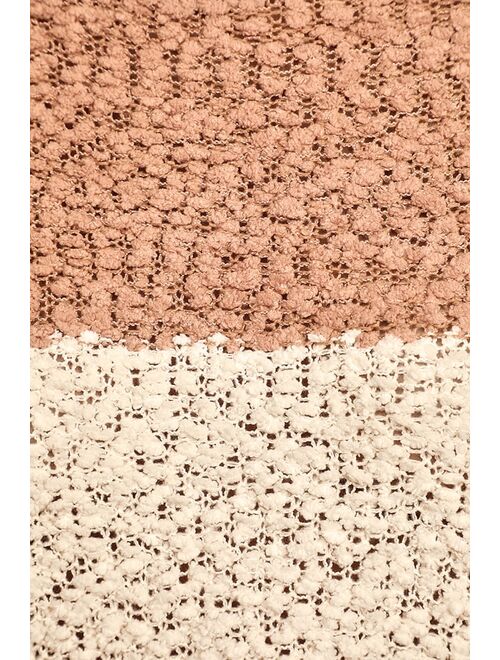 Lulus Always Be Together Camel Color Block Chenille Sweater