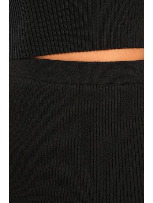 Lulus Together For Life Black Ribbed Knit Long Sleeve Two-Piece Dress
