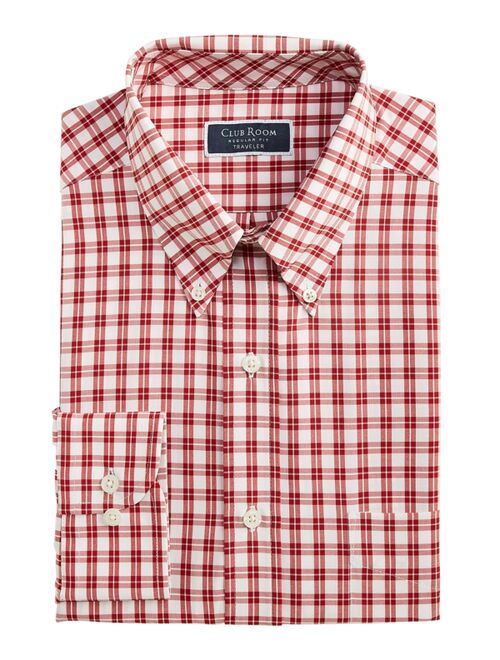 CLUB ROOM Men's Regular Fit Boledo Plaid Traveler Dress Shirt, Created for Macy's