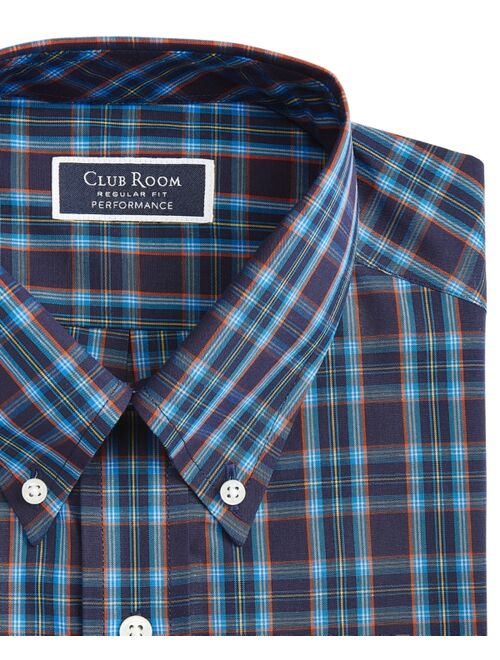 CLUB ROOM Men's Regular Fit Rojo Plaid Cotton Dress Shirt, Created for Macy's