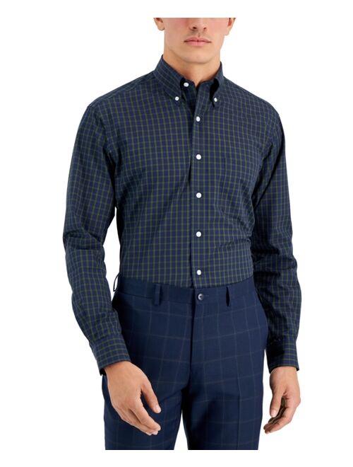 CLUB ROOM Men's Regular Fit Blackwatch Mini-Check Cotton Dress Shirt, Created for Macy's