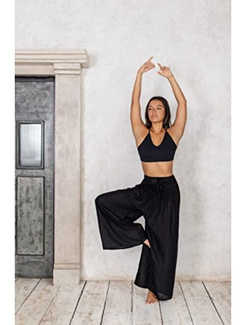 B BANGKOK PANTS Women's Boho Palazzo Pants Yoga Wide Leg Pants