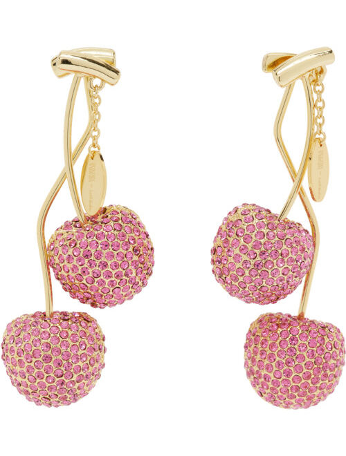 SULTRY VIRGIN Gold & Pink Cherry Earrings