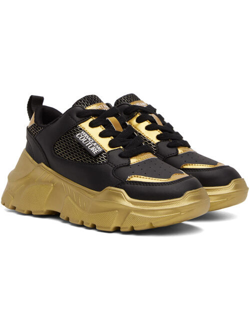 VERSACE JEANS COUTURE Black & Gold Speedtrack Sneakers