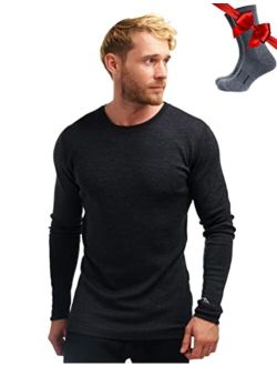 Merino.tech Merino Wool Base Layer - Mens 100% Merino Wool Long Sleeve Thermal Shirts Lightweight, Midweight, Heavyweight