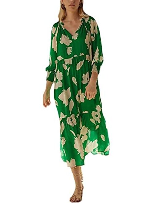 Velvet by Graham & Spencer Women's Luella Caicos Print Midi Tiered Dress
