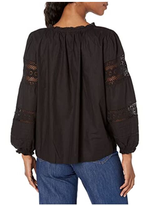 Velvet by Graham & Spencer Women's Tayler Cotton Lace Long Sleeve Blouse