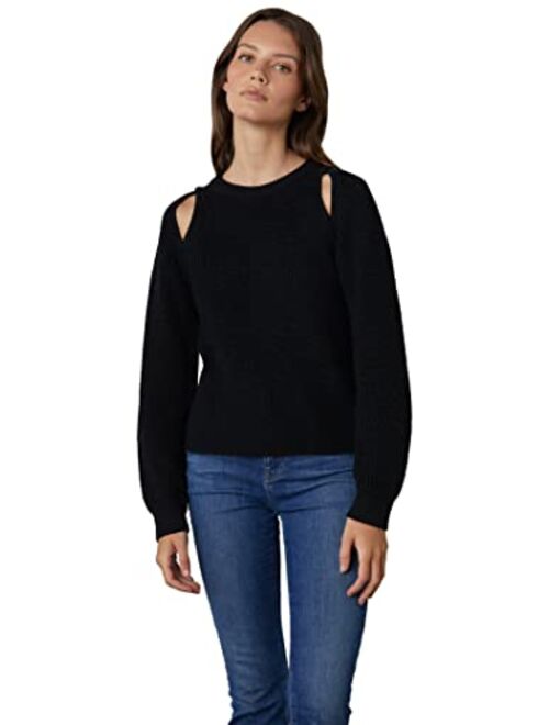 Velvet by Graham & Spencer Women's Diane Engineered Stitches Cut-Out Crewneck Sweater