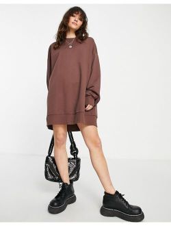 oversized mini sweats dress in brown