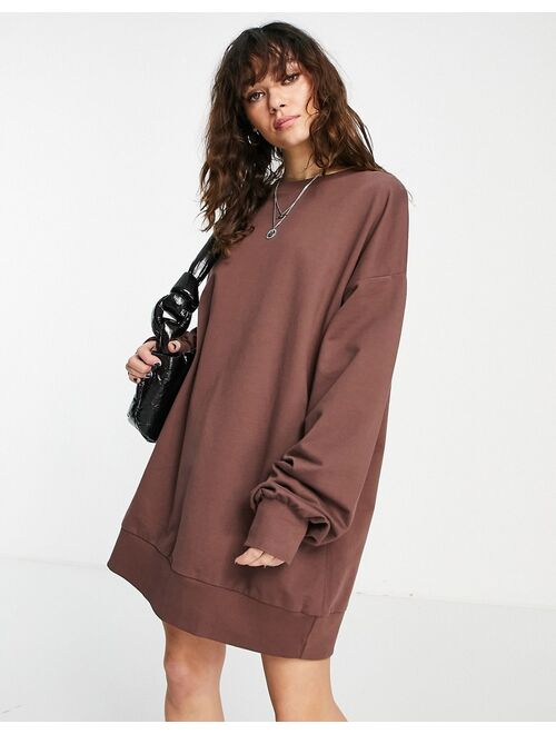 ASOS DESIGN oversized mini sweats dress in brown