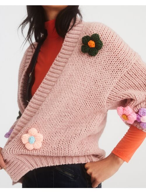 By Anthropologie Floral Knit Cardigan Sweater