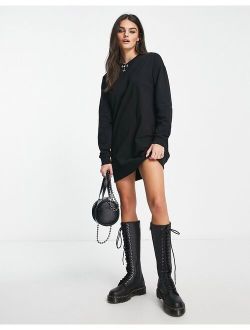 oversized mini sweats dress in black