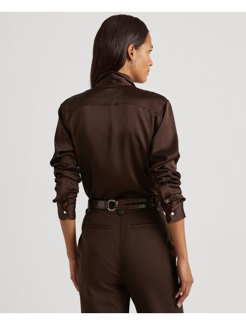Polo Ralph Lauren LAUREN RALPH LAUREN Women's Buttoned Satin Charmeuse Shirt