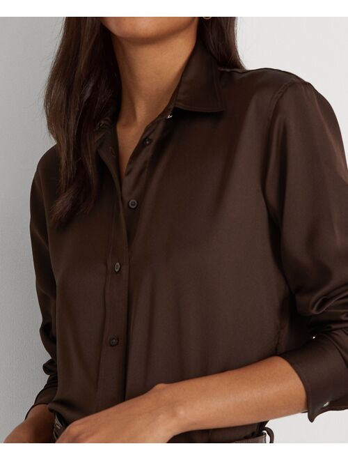 Polo Ralph Lauren LAUREN RALPH LAUREN Women's Buttoned Satin Charmeuse Shirt