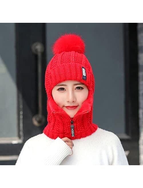 Generic Scarf Flocking Cycling Hat Womens Add Winter Knitting Earmuffs Thermal Hat Warm Baseball H Y M Women Clothing