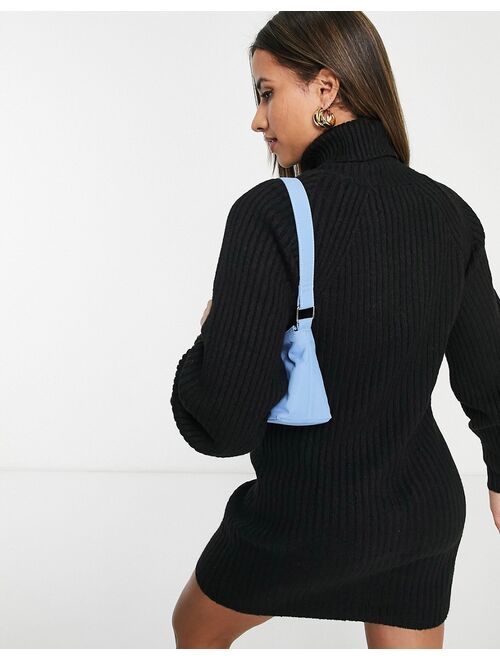 Missguided Maternity tuck sleeve sweater midi dress in black