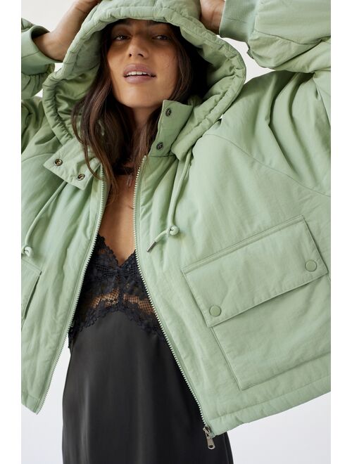 Urban Outfitters UO Rue Hooded Crinkle Puffer Jacket