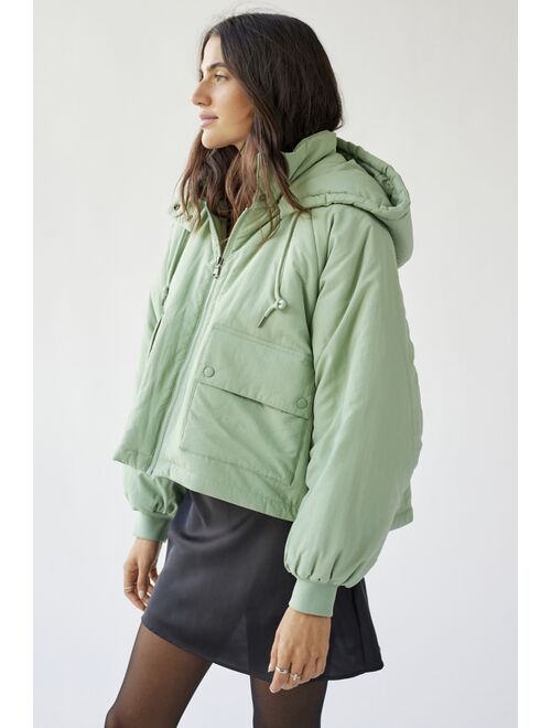 Urban Outfitters UO Rue Hooded Crinkle Puffer Jacket
