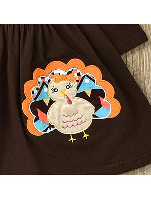 Aalizzwell Toddler Girls Thanksgiving Outfits, Little Girl Turkey Ruffle Tunic Top Pants Clothes Set
