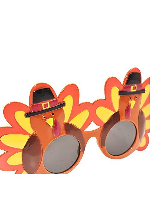 Bolzra Thanksgiving Turkey Sunglasses Props 2 Pack Cartoon Eyeglasses Autumn Costume Glasses for Thanksgiving Day Party Favor Accessories Creative Decoration