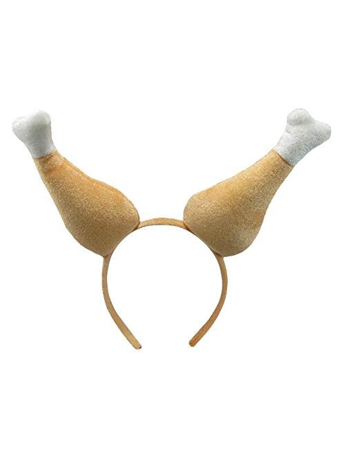 Nicky Bigs Novelties Giant Thanksgiving Turkey Legs Drumstick Boppers Hat Headband Holiday Accessory (One Size) Brown