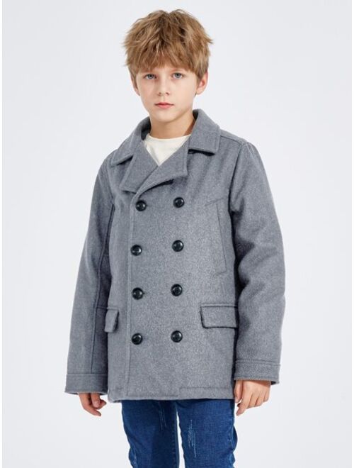 SOLOCOTE Boys Double Breasted Heavy Thick Overcoat