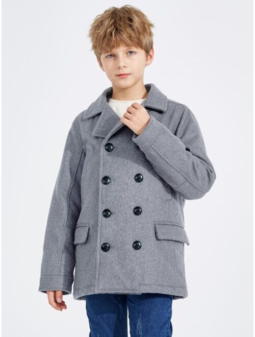 SOLOCOTE Boys Double Breasted Heavy Thick Overcoat